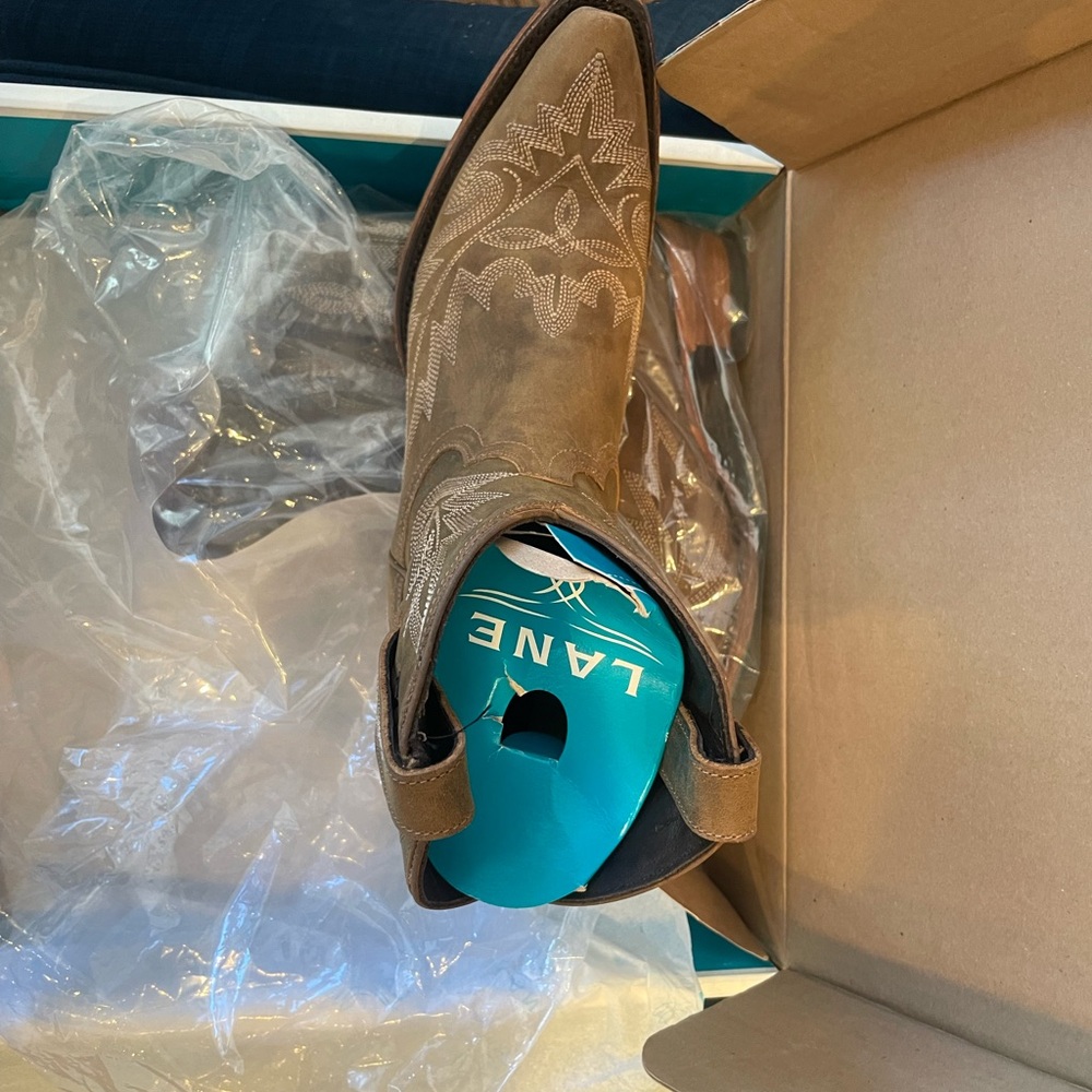 LANE -New in Box, “Lexington Bootie” Brown Western Ankle Boots-Size 8.5 - Picture 13 of 13